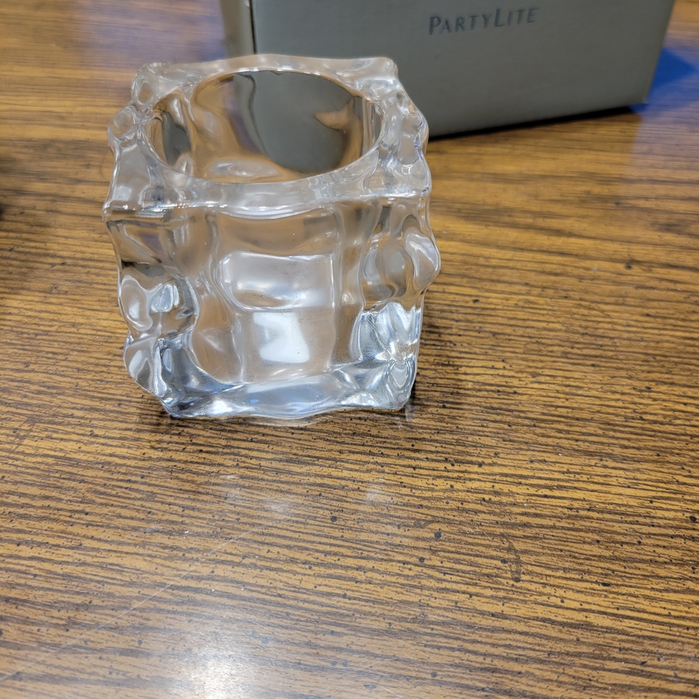 2 PartyLite Clear Glass Cube Votive Holders